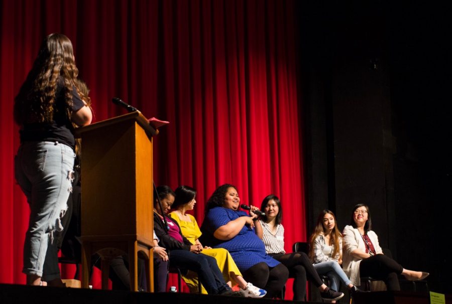 Alumni of Color Panel speakers talking to Lowell students on Feb. 7.