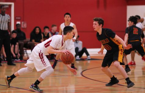 Senior forward Jace Ng seeks his chance to drive to the basket during the game against the Lincoln Mustangs on Friday, Jan. 25 at home.