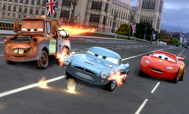 Mater, McMissile, and McQueen burn rubber and bust Axelrod