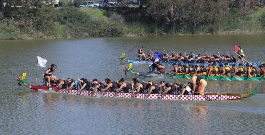 The+Lowell+Red+Tide+making+their+way+towards+the+finish+line+at+the+2018+Youth+Race+on+April+22+at+Lake+Merced.+