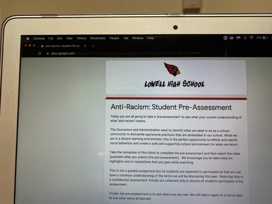 On September 11th students were asked to fill out an anti-racism pre-assessment during reg. 